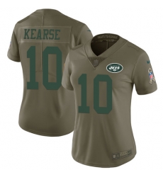 Nike Jets #10 Jermaine Kearse Olive Womens Stitched NFL Limited 2017 Salute to Service Jersey
