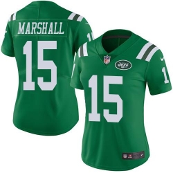 Nike Jets #15 Brandon Marshall Green Womens Stitched NFL Limited Rush Jersey