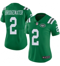 Nike Jets #2 Teddy Bridgewater Green Womens Stitched NFL Limited Rush Jersey