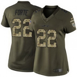 Nike Jets #22 Matt Forte Green Womens Stitched NFL Limited Salute to Service Jersey