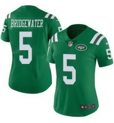 Nike Jets 5 Teddy Bridgewater Green Women Color Rush Limited Jersey