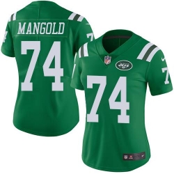 Nike Jets #74 Nick Mangold Green Womens Stitched NFL Limited Rush Jersey