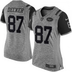 Nike Jets #87 Eric Decker Gray Womens Stitched NFL Limited Gridiron Gray Jersey