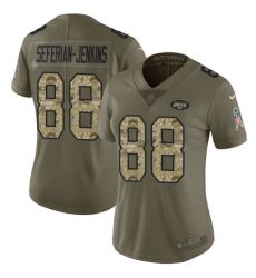 Nike Jets #88 Austin Seferian Jenkins Olive Camo Womens Stitched NFL Limited 2017 Salute to Service Jersey