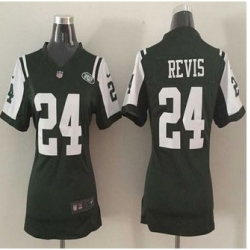 Women New New York Jets #24 Darrelle Revis Green Team Color Stitched NFL Elite Jersey