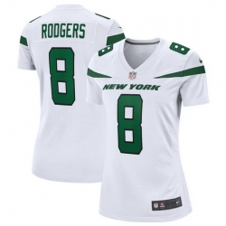 Women New York Jets 8 Aaron Rodgers White Stitched Game Football Jersey
