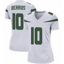 Women New York Jets Braxton Berrios #10 White Vapor Limited Stitched Football Jersey