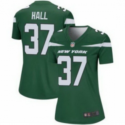 Women New York Jets Bryce Hall #37 Green Vapor Limited Stitched Football Jersey