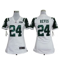 Women Nike New York Jets 24# Revis White Jersey