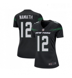 Womens New York Jets 12 Joe Namath Game Black Alternate Football Jersey