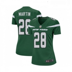 Womens New York Jets 28 Curtis Martin Game Green Team Color Football Jersey