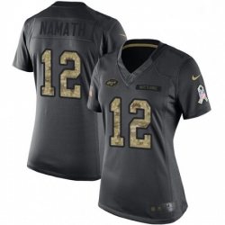 Womens Nike New York Jets 12 Joe Namath Limited Black 2016 Salute to Service NFL Jersey