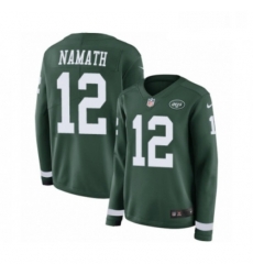 Womens Nike New York Jets 12 Joe Namath Limited Green Therma Long Sleeve NFL Jersey