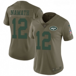 Womens Nike New York Jets 12 Joe Namath Limited Olive 2017 Salute to Service NFL Jersey