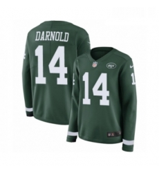 Womens Nike New York Jets 14 Sam Darnold Limited Green Therma Long Sleeve NFL Jersey