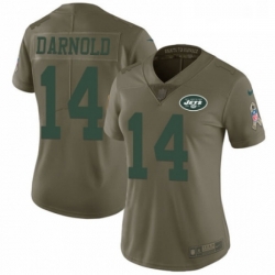 Womens Nike New York Jets 14 Sam Darnold Limited Olive 2017 Salute to Service NFL Jersey