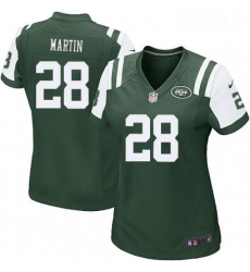 Womens Nike New York Jets 28 Curtis Martin Game Green Team Color NFL Jersey