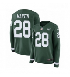 Womens Nike New York Jets 28 Curtis Martin Limited Green Therma Long Sleeve NFL Jersey