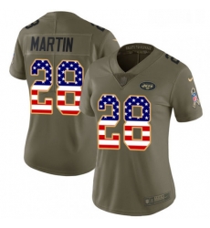 Womens Nike New York Jets 28 Curtis Martin Limited OliveUSA Flag 2017 Salute to Service NFL Jersey