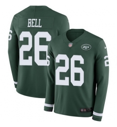 Jets 26 LeVeon Bell Green Team Color Youth Stitched Football Limited Therma Long Sleeve Jersey