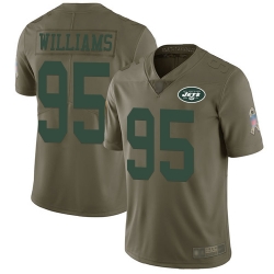 Jets 95 Quinnen Williams Olive Youth Stitched Football Limited 2017 Salute to Service Jersey