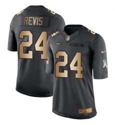 Nike Jets #24 Darrelle Revis Black Youth Stitched NFL Limited Gold Salute to Service Jersey