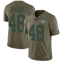 Nike Jets #48 Jordan Jenkins Olive Youth Stitched NFL Limited 2017 Salute to Service Jersey
