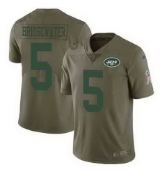 Nike Jets 5 Teddy Bridgewater Olive Youth Salute To Service Limited Jersey