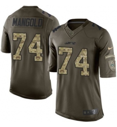 Nike Jets #74 Nick Mangold Green Youth Stitched NFL Limited Salute to Service Jersey