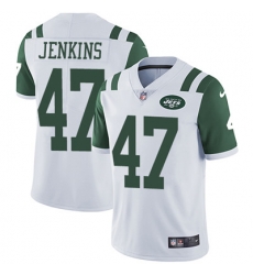 Youth Nike Jets #47 Jordan Jenkins White Stitched NFL Vapor Untouchable Limited Jersey