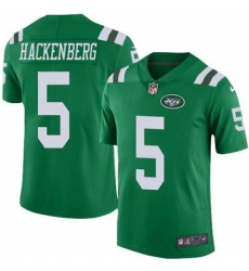 Youth Nike Jets #5 Christian Hackenberg Green Stitched NFL Limited Rush Jersey