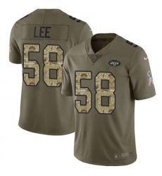 Youth Nike Jets #58 Darron Lee Olive Camo Stitched NFL Limited 2017 Salute to Service Jersey