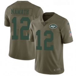 Youth Nike New York Jets 12 Joe Namath Limited Olive 2017 Salute to Service NFL Jersey