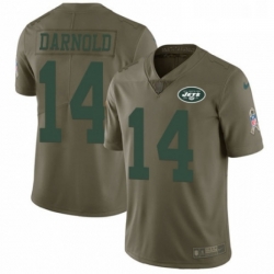 Youth Nike New York Jets 14 Sam Darnold Limited Olive 2017 Salute to Service NFL Jersey
