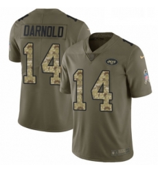 Youth Nike New York Jets 14 Sam Darnold Limited OliveCamo 2017 Salute to Service NFL Jersey