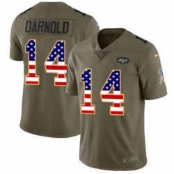 Youth Nike New York Jets 14 Sam Darnold Limited OliveUSA Flag 2017 Salute to Service NFL Jersey