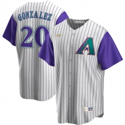 Men Arizona Diamondbacks 20 Luis Gonzalez Nike Alternate Cooperstown Collection Player MLB Jersey Cream Purple