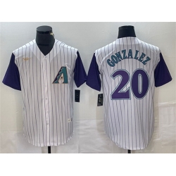 Men Arizona Diamondbacks 20 Luis Gonzalez White Throwback Cool Base Stitched Baseball Jersey