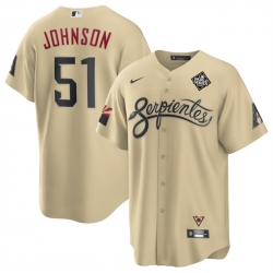 Men Arizona Diamondbacks 51 Randy Johnson Gold 2023 World Series City Connect Cool Base Stitched Baseball Jersey