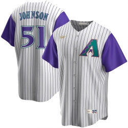 Men Arizona Diamondbacks 51 Randy Johnson Nike Alternate Cooperstown Collection Player MLB Jersey Cream Purple