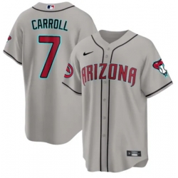 Men Arizona Diamondbacks 7 Corbin Carroll 2023 24 Gray Cool Base Stitched Baseball Jersey