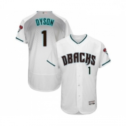 Mens Arizona Diamondbacks 1 Jarrod Dyson White Teal Alternate Authentic Collection Flex Base Baseball Jersey
