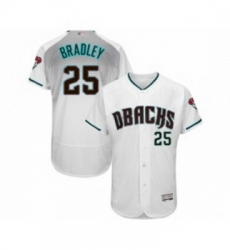 Mens Arizona Diamondbacks 25 Archie Bradley White Teal Alternate Authentic Collection Flex Base Baseball Jersey