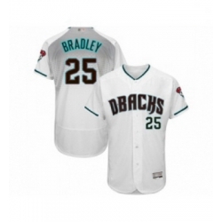 Mens Arizona Diamondbacks 25 Archie Bradley White Teal Alternate Authentic Collection Flex Base Baseball Jersey