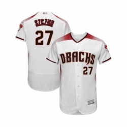 Mens Arizona Diamondbacks 27 Matt Szczur White Home Authentic Collection Flex Base Baseball Jersey