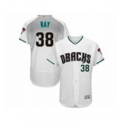 Mens Arizona Diamondbacks 38 Robbie Ray White Teal Alternate Authentic Collection Flex Base Baseball Jersey