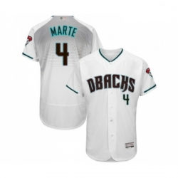 Mens Arizona Diamondbacks 4 Ketel Marte White Teal Alternate Authentic Collection Flex Base Baseball Jersey