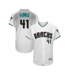 Mens Arizona Diamondbacks 41 Wilmer Flores White Teal Alternate Authentic Collection Flex Base Baseball Jersey