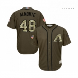 Mens Arizona Diamondbacks 48 Abraham Almonte Authentic Green Salute to Service Baseball Jersey 