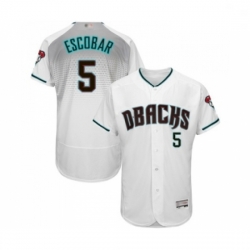 Mens Arizona Diamondbacks 5 Eduardo Escobar White Teal Alternate Authentic Collection Flex Base Baseball Jersey